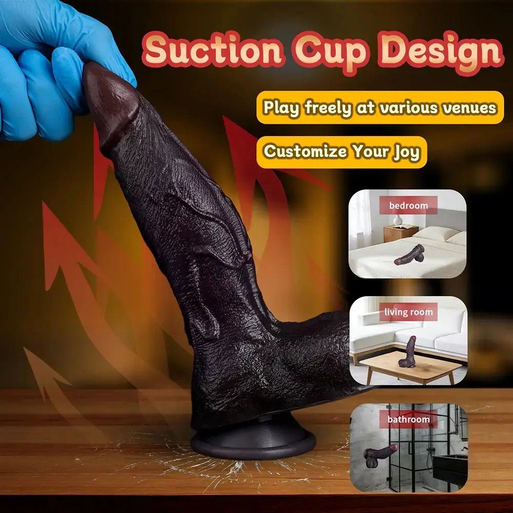 Coffee-toned realistic suction cup dildo, photo 4