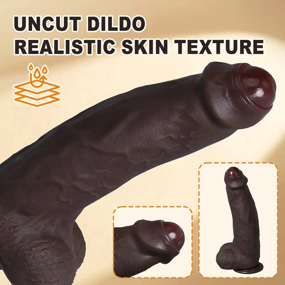 Coffee silicone uncut realistic suction cup dildo, photo 3