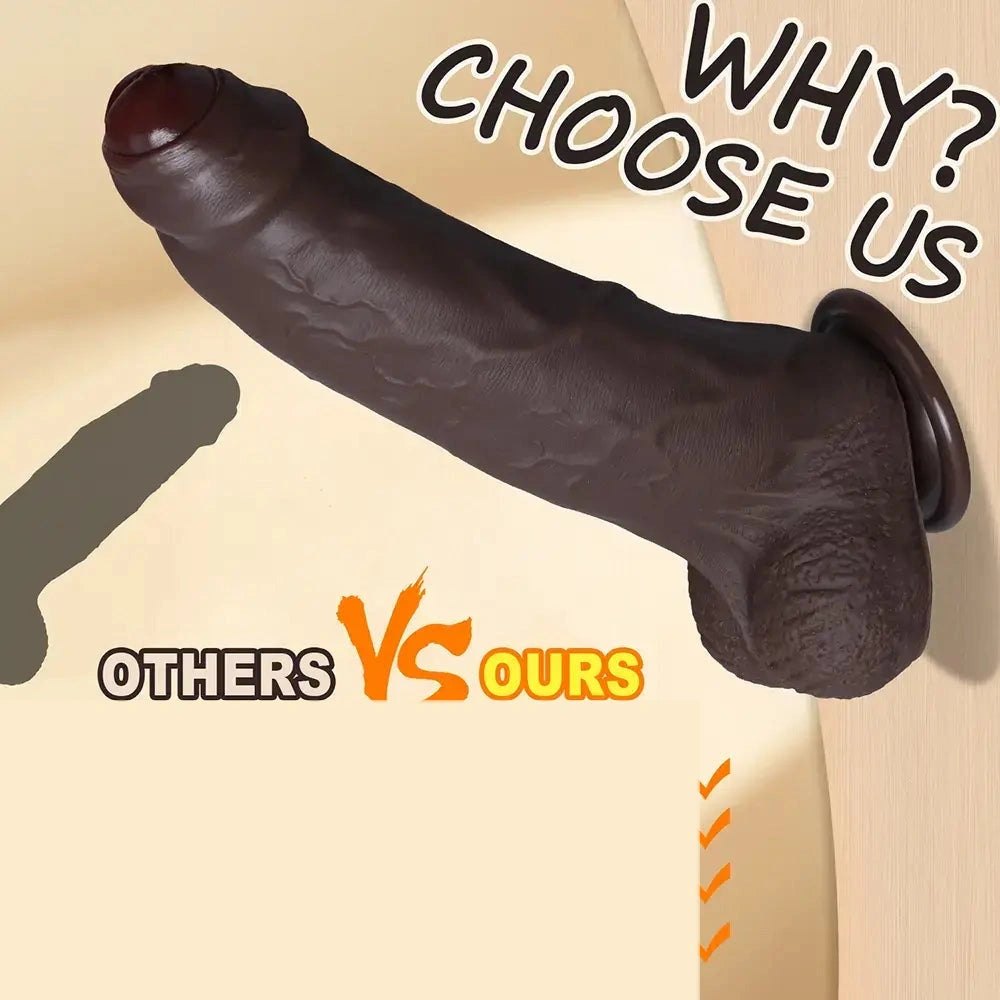Coffee silicone uncut realistic suction cup dildo, photo 6