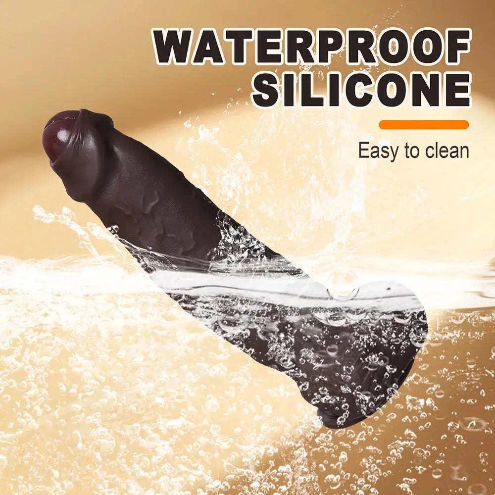Coffee silicone uncut realistic suction cup dildo, photo 7