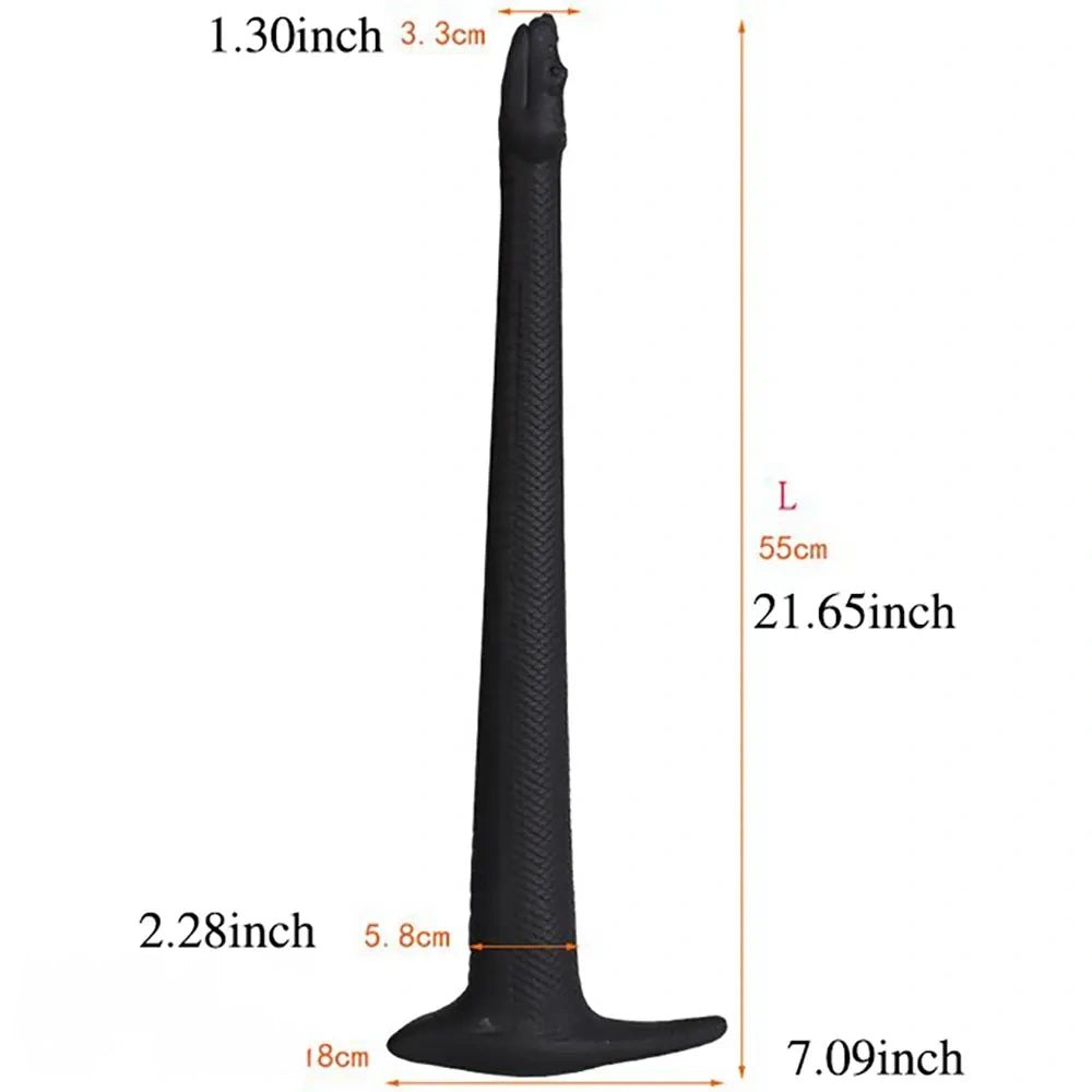Black coiled snake-scale suction cup dildo
