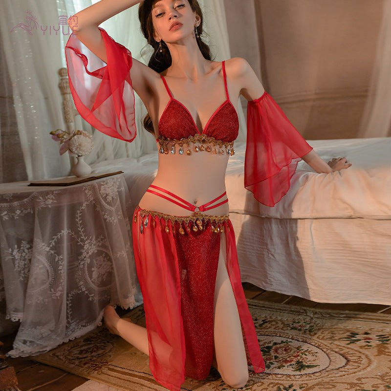 Red coin trim chiffon princess costume set