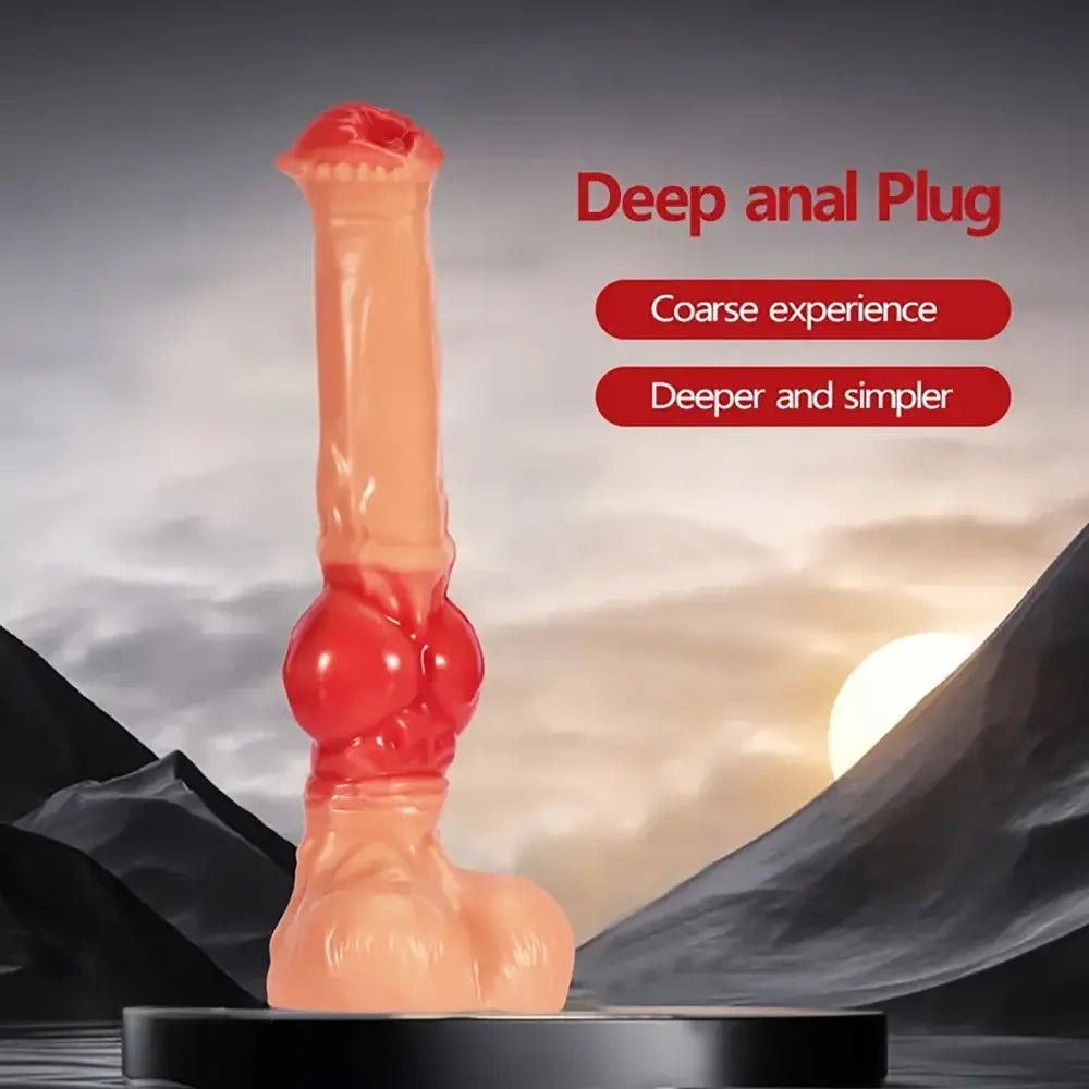 Colorful knot-base dildo with tapered tip, photo 1