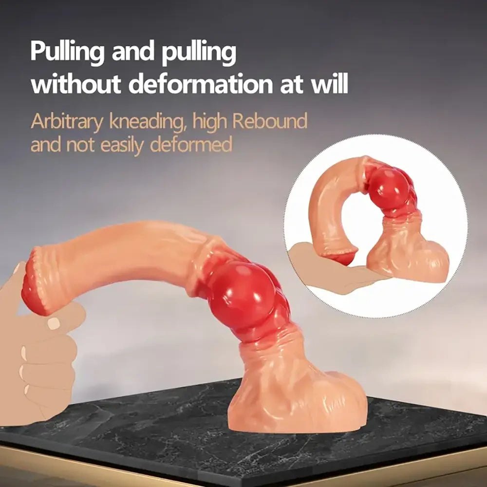 Colorful knot-base dildo with tapered tip, photo 3