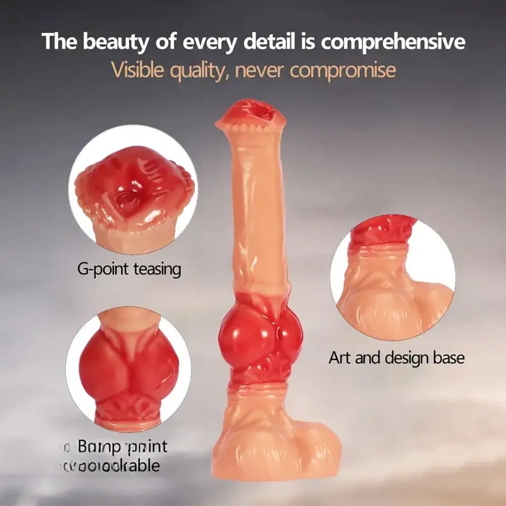 Colorful knot-base dildo with tapered tip, photo 4