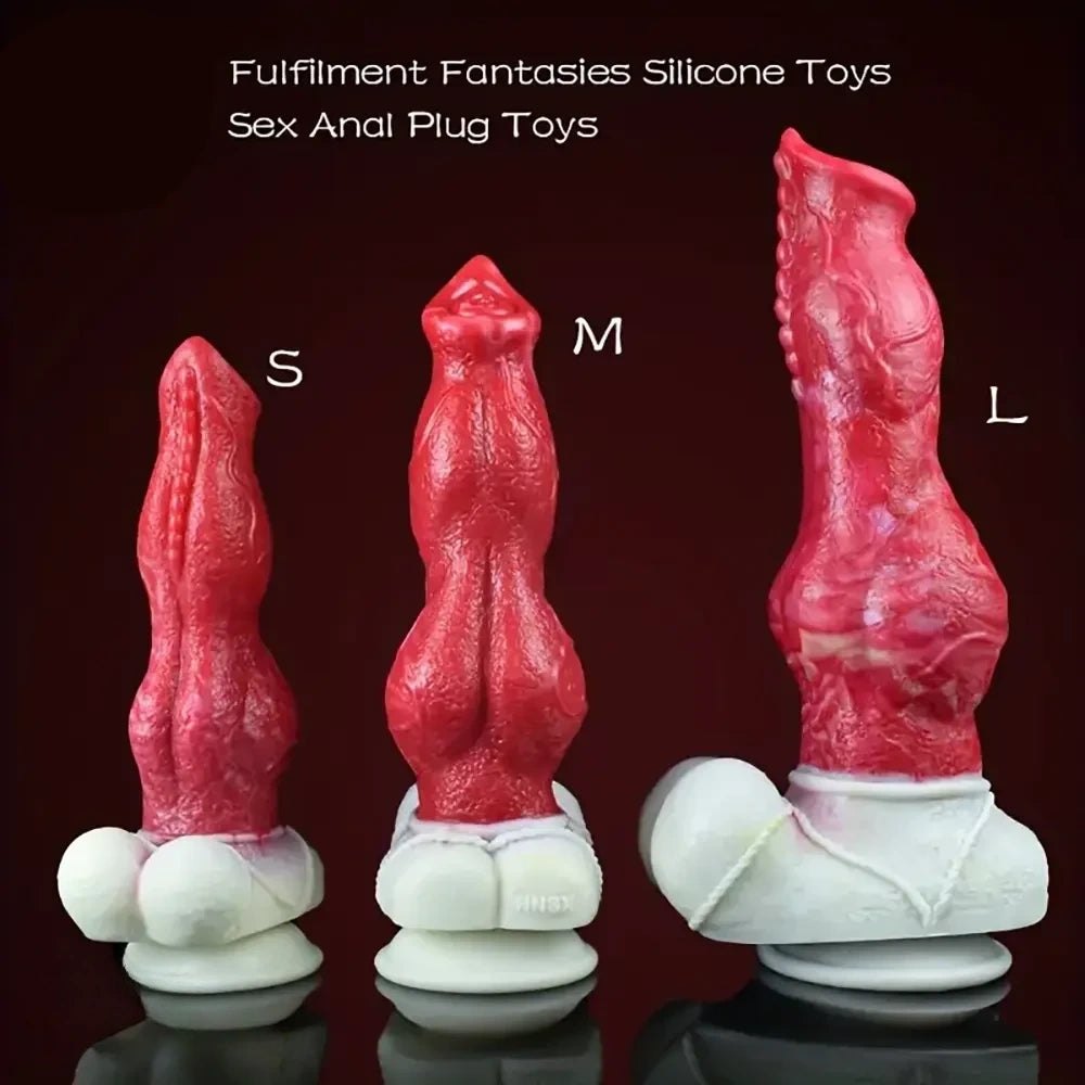 Colorful knotted silicone dog dildo, photo 1