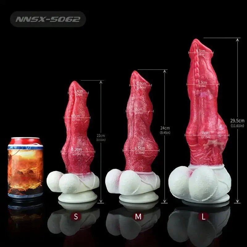 Colorful knotted silicone dog dildo, photo 2
