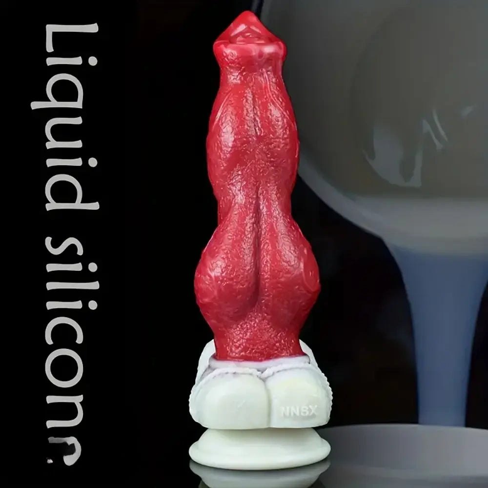 Colorful knotted silicone dog dildo, photo 3