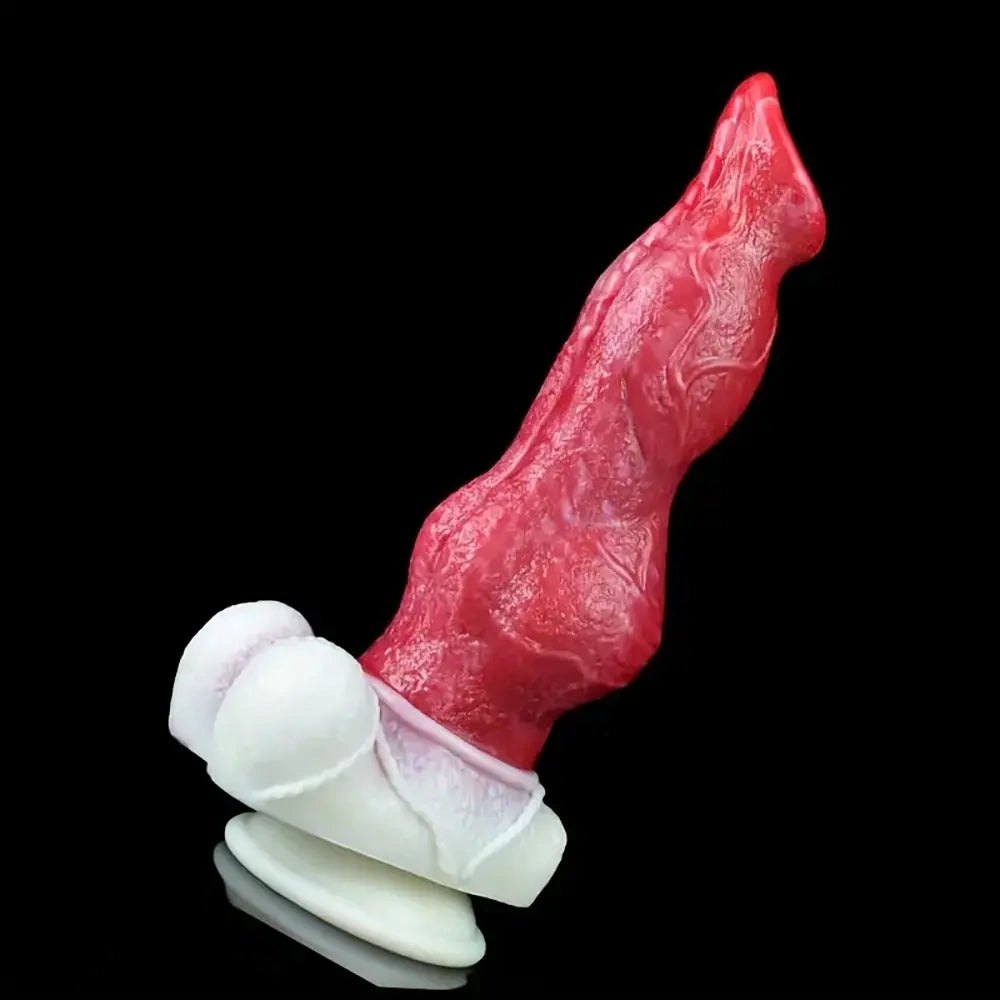 Colorful knotted silicone dog dildo, photo 4