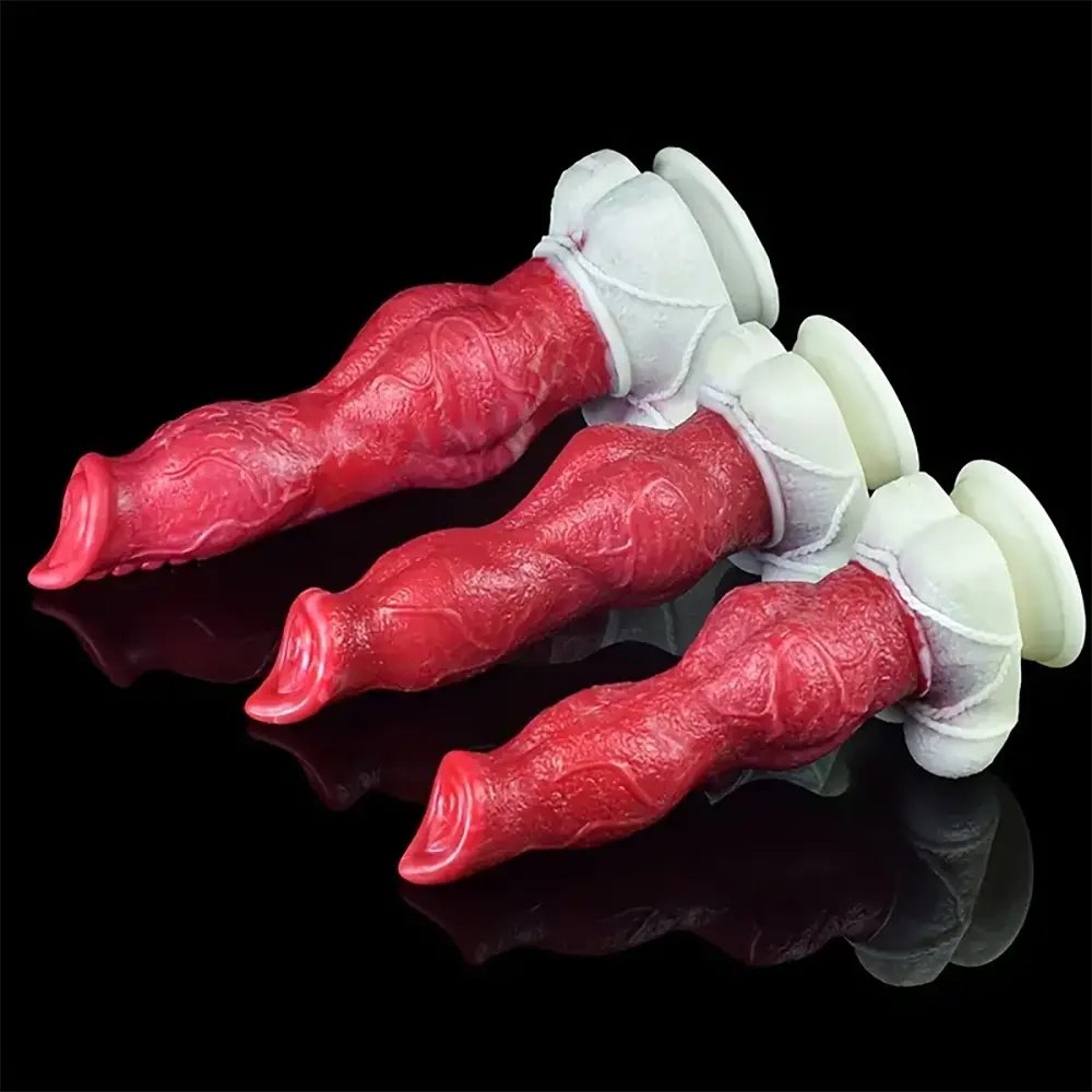 Colorful knotted silicone dog dildo, photo 8