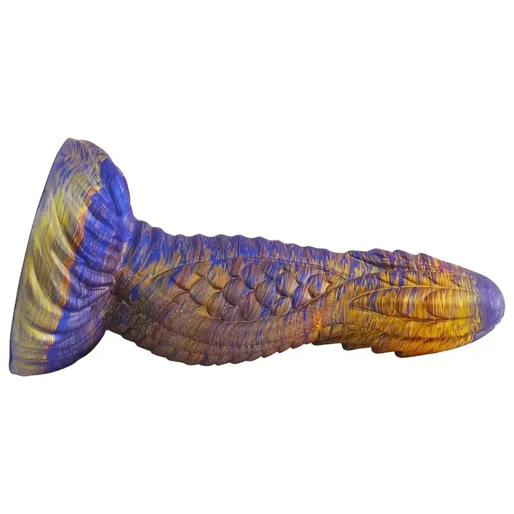 Colorful dragon scale fantasy silicone dildo, photo 3