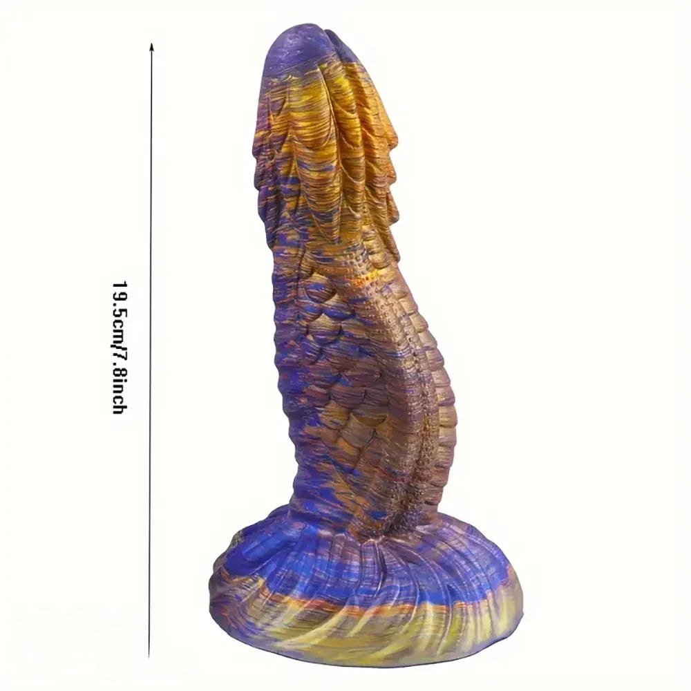 Colorful dragon scale fantasy silicone dildo, photo 4