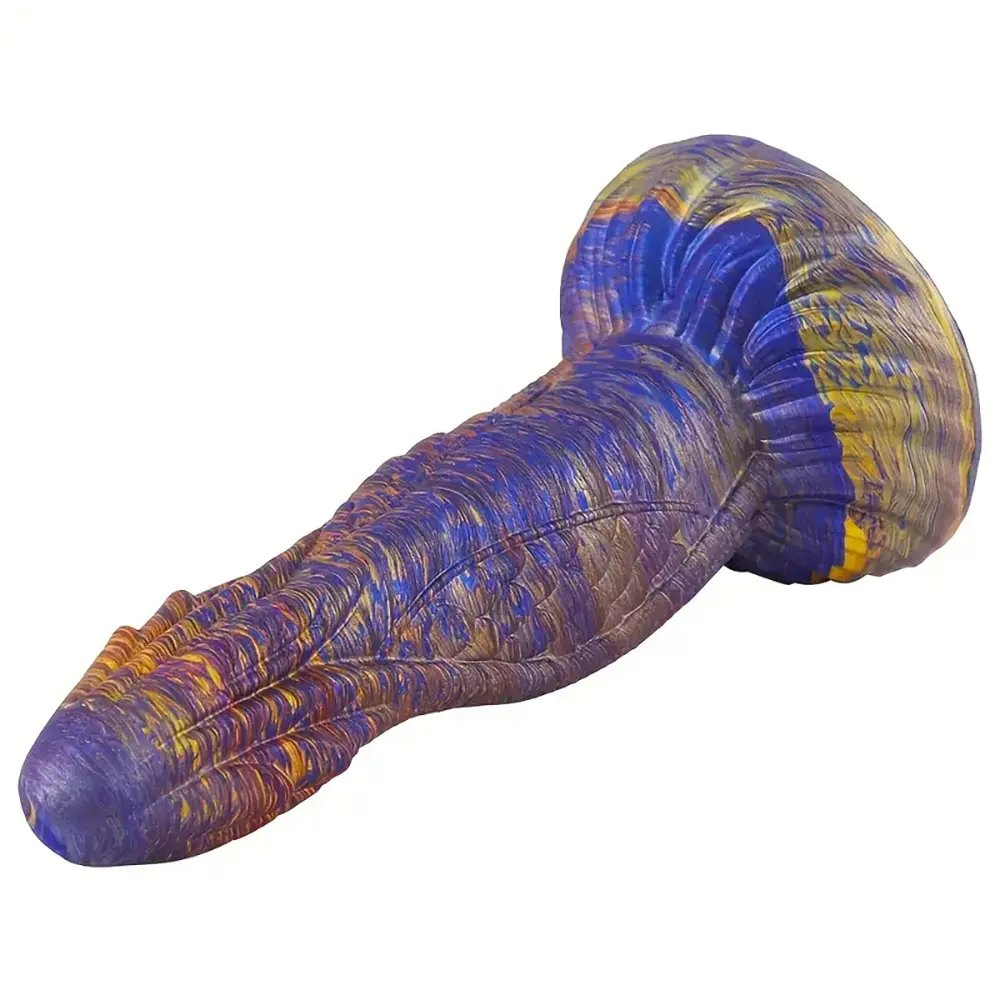 Colorful dragon scale fantasy silicone dildo, photo 6