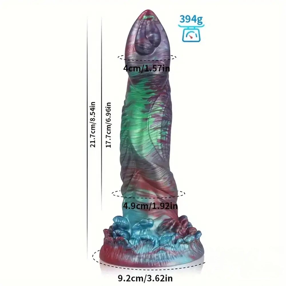 Multicolor dragon scale fantasy dildo, photo 6