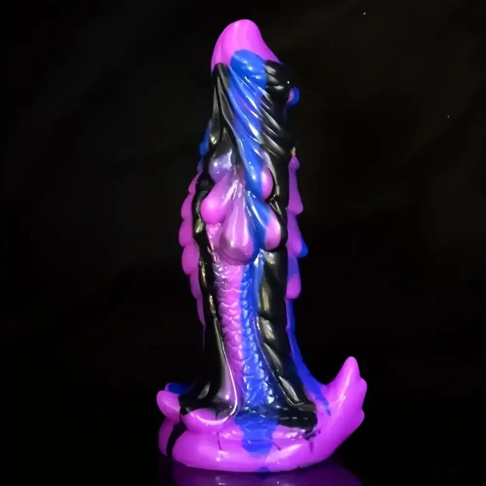 Colorful purple blue black dragon-style silicone dildo, photo 2