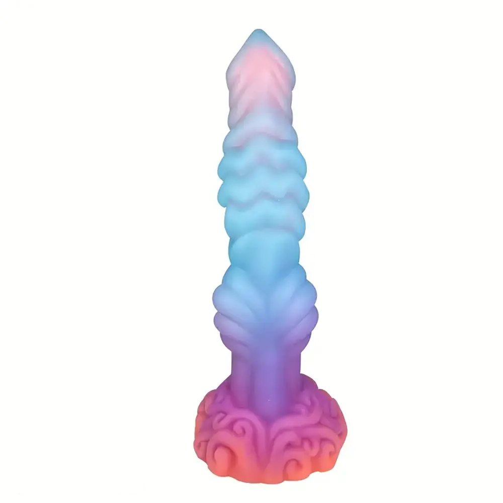 Colorful glow in the dark ridged horse style dildo, photo 1