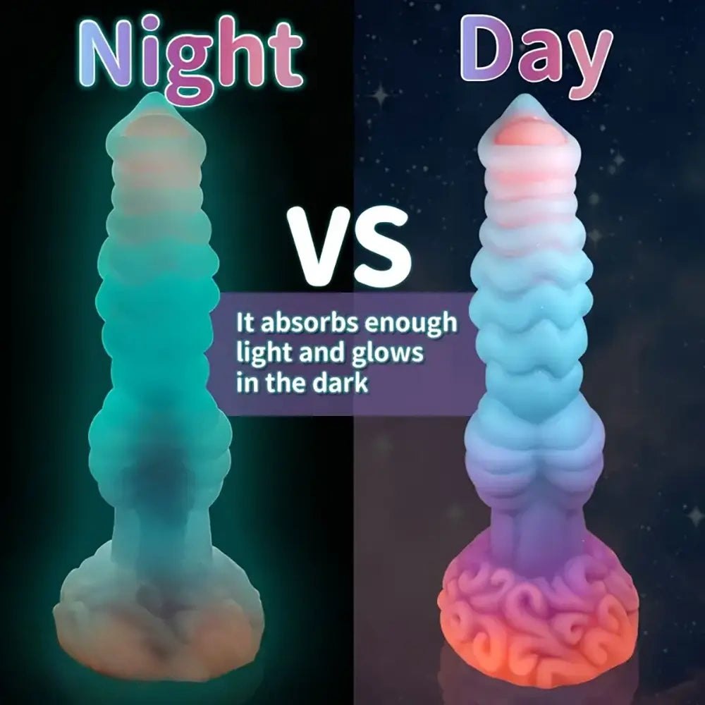 Colorful glow in the dark ridged horse style dildo, photo 2