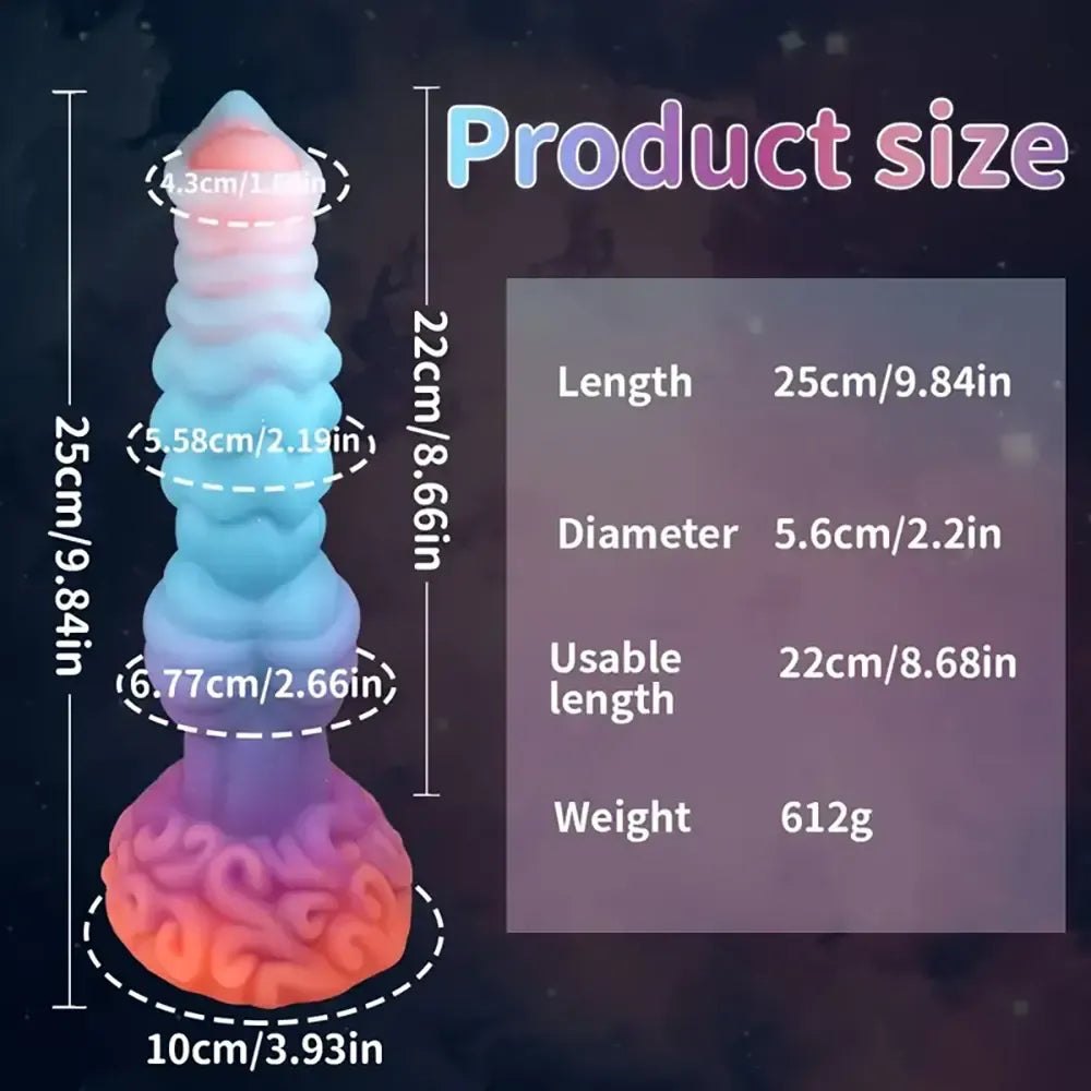 Colorful glow in the dark ridged horse style dildo, photo 3