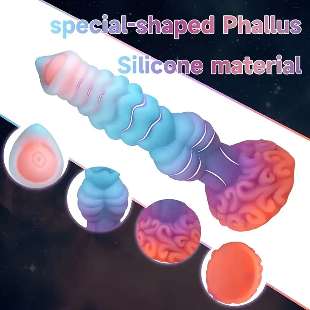 Colorful glow in the dark ridged horse style dildo, photo 4