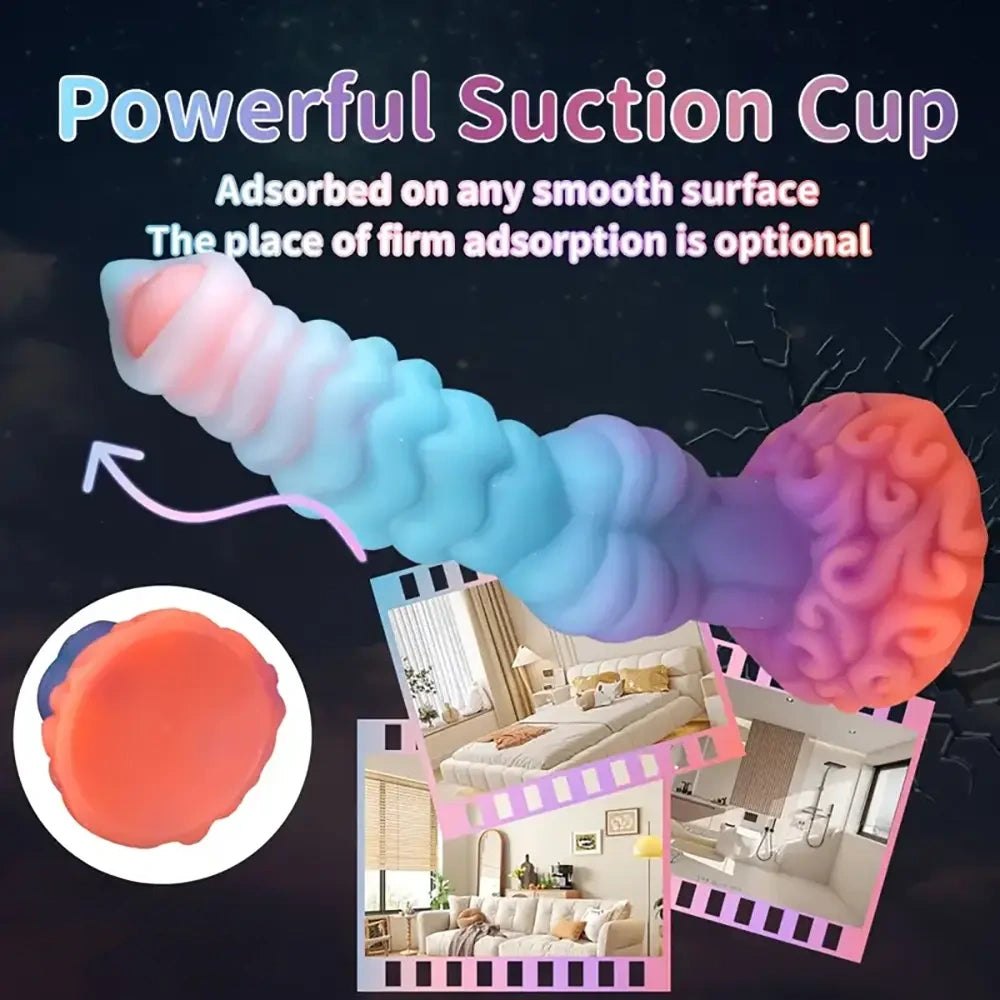 Colorful glow in the dark ridged horse style dildo, photo 5