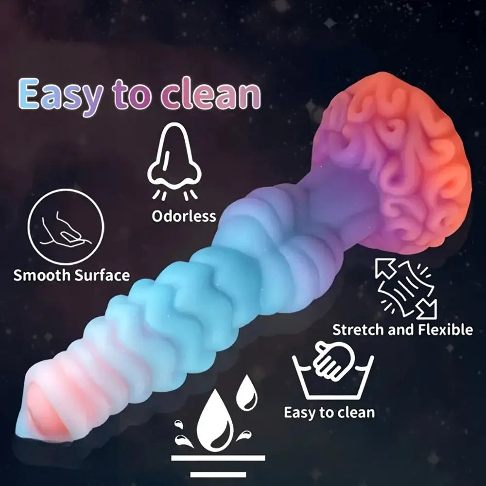 Colorful glow in the dark ridged horse style dildo, photo 6