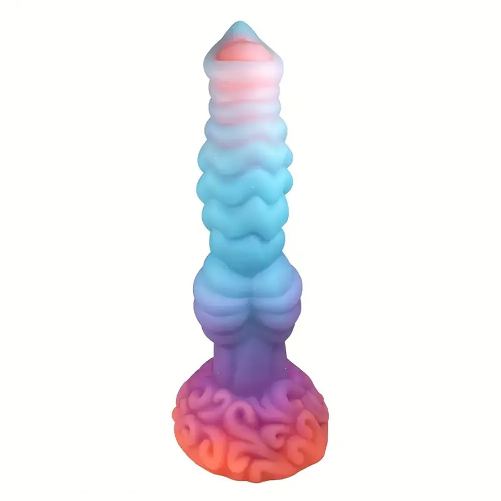 Colorful glow in the dark ridged horse style dildo, photo 7