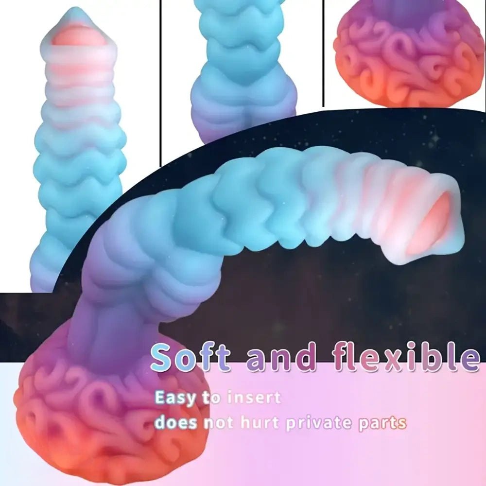 Colorful glow in the dark ridged horse style dildo, photo 8