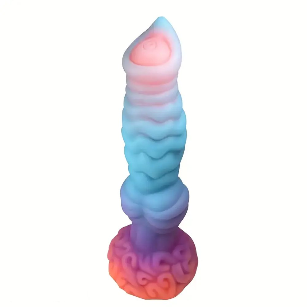 Colorful glow in the dark ridged horse style dildo, photo 9