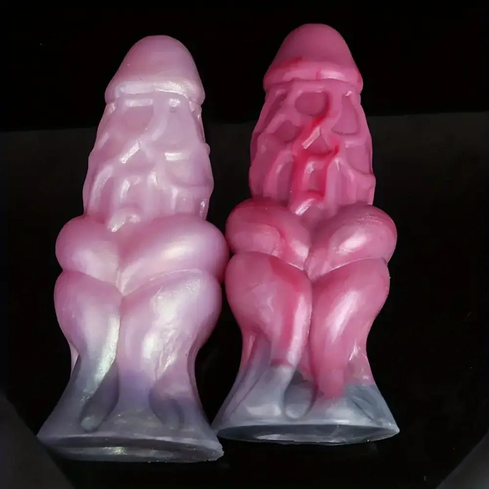 Colorful knotted animal-style silicone dildo, photo 11