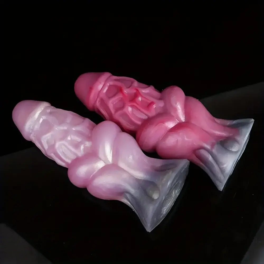 Colorful knotted animal-style silicone dildo, photo 13