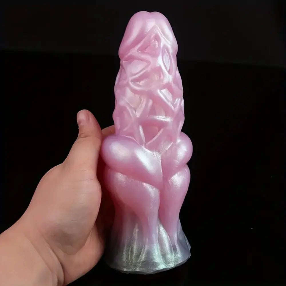Colorful knotted animal-style silicone dildo, photo 2