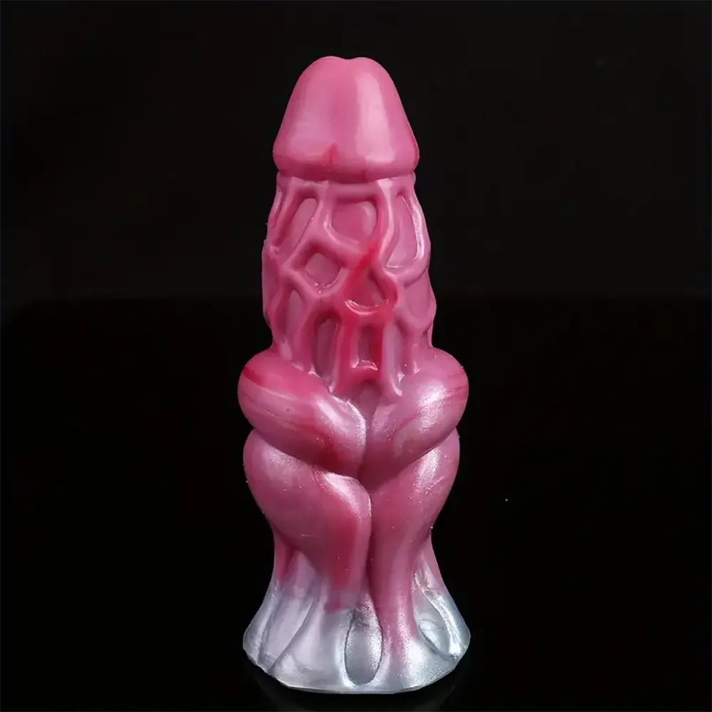 Colorful knotted animal-style silicone dildo, photo 5
