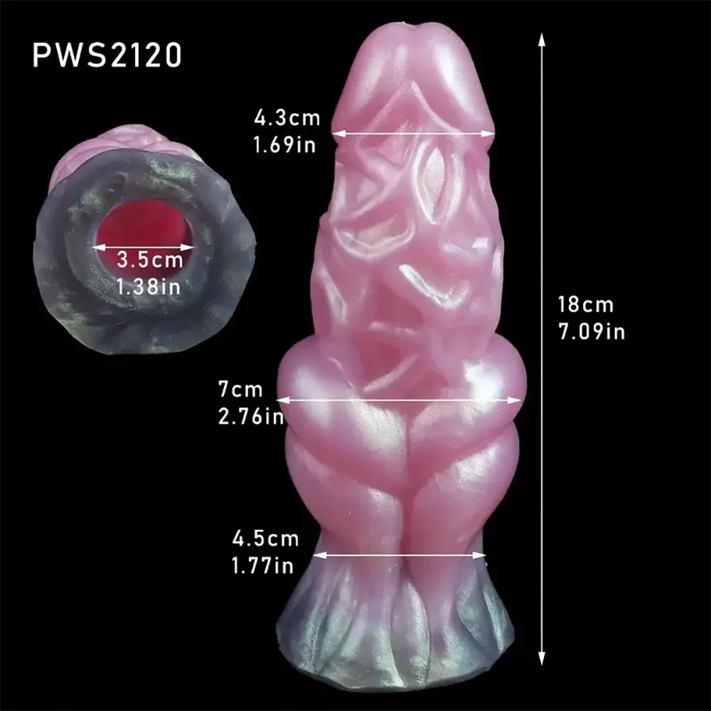 Colorful knotted animal-style silicone dildo, photo 6