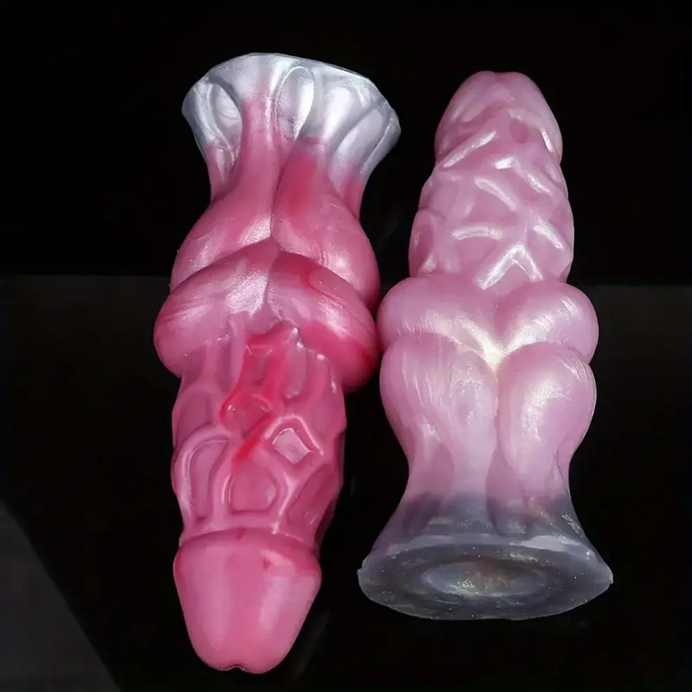 Colorful knotted animal-style silicone dildo, photo 7
