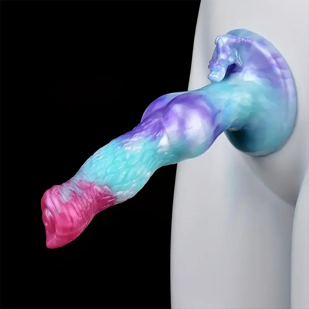 Colorful knotted animal silicone dildo, photo 2