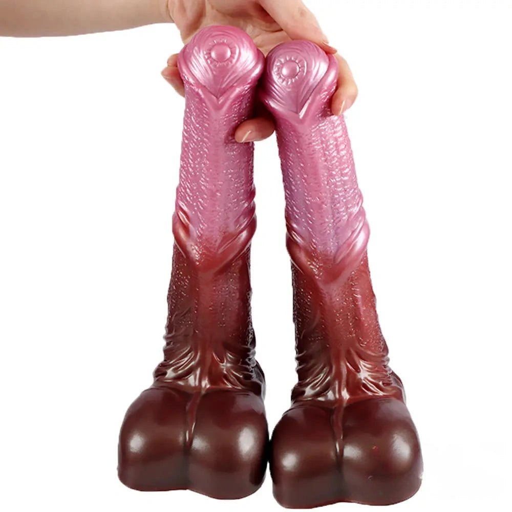 Colorful purple-pink knotted horse dildo, photo 1