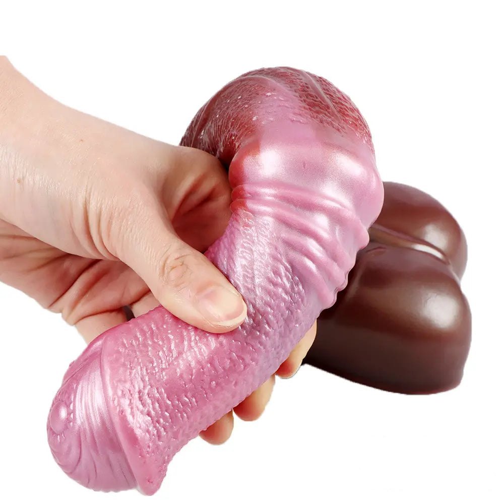 Colorful purple-pink knotted horse dildo, photo 2