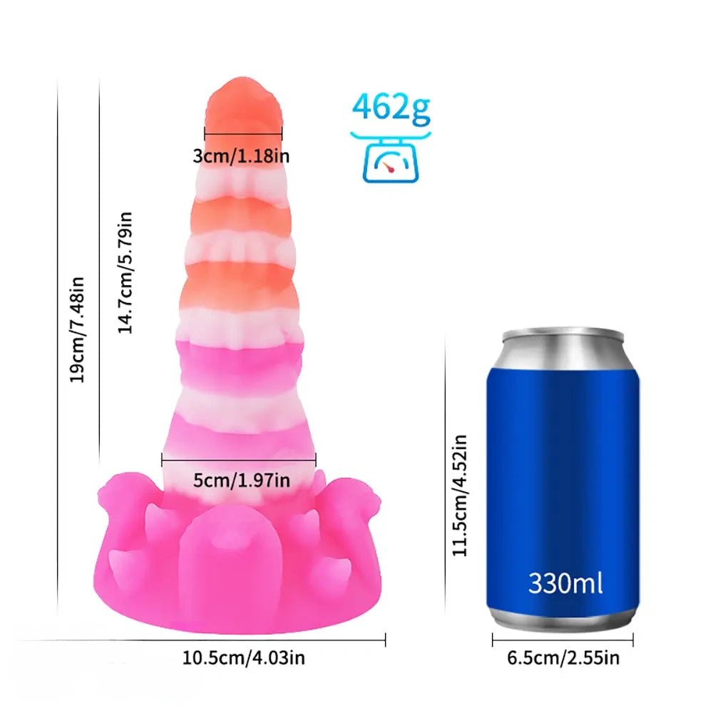 Ridged silicone fantasy dildo, photo 3
