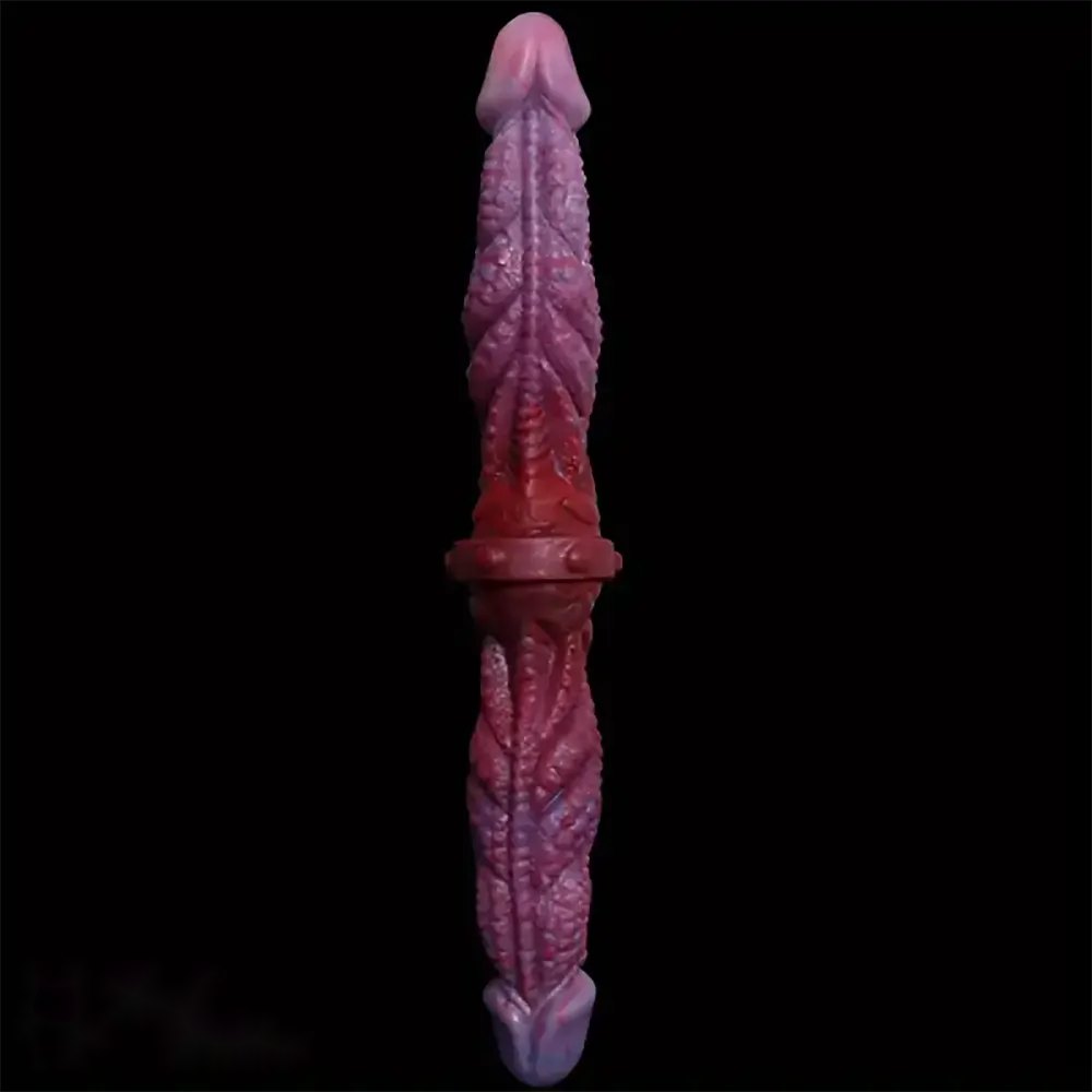 Colorful scaled double-ended dildo, photo 1