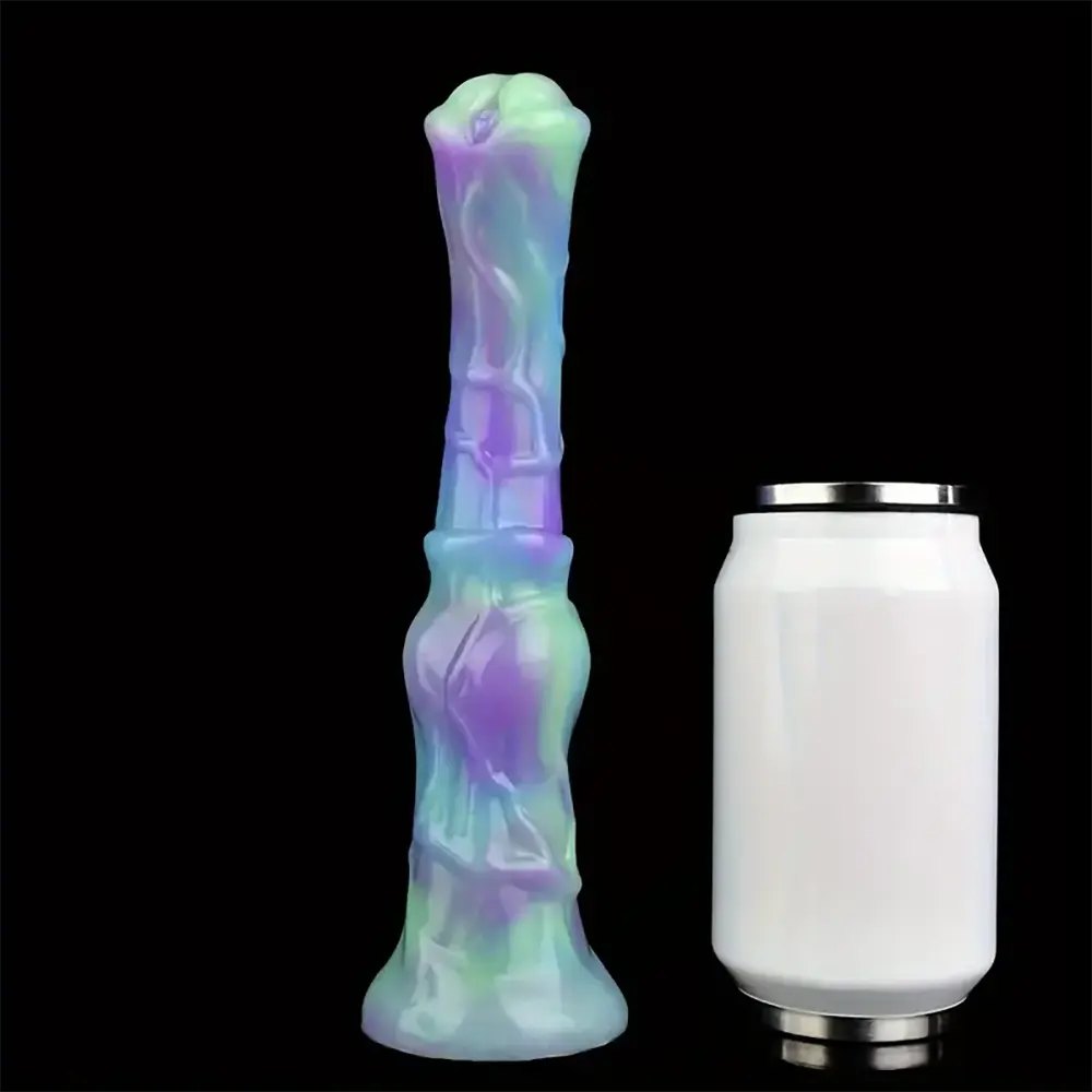 #2 colorful marble silicone horse dildo with knot base