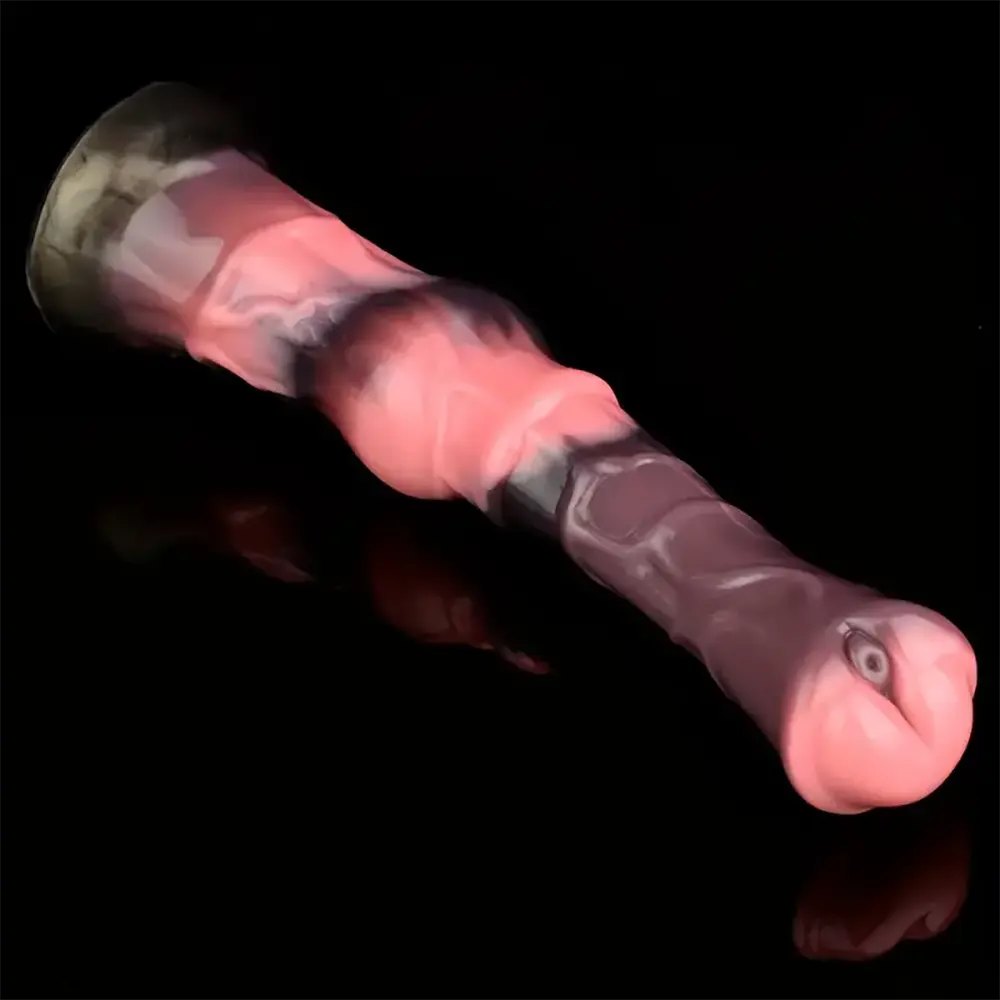 Colorful marble silicone horse dildo with knot base, photo 9