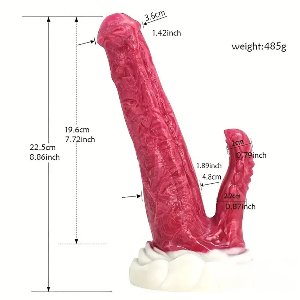 Colorful textured silicone fantasy dildo, photo 9