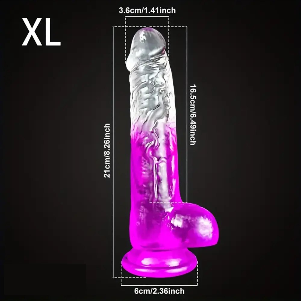 Pink colorful textured transparent suction cup dildo