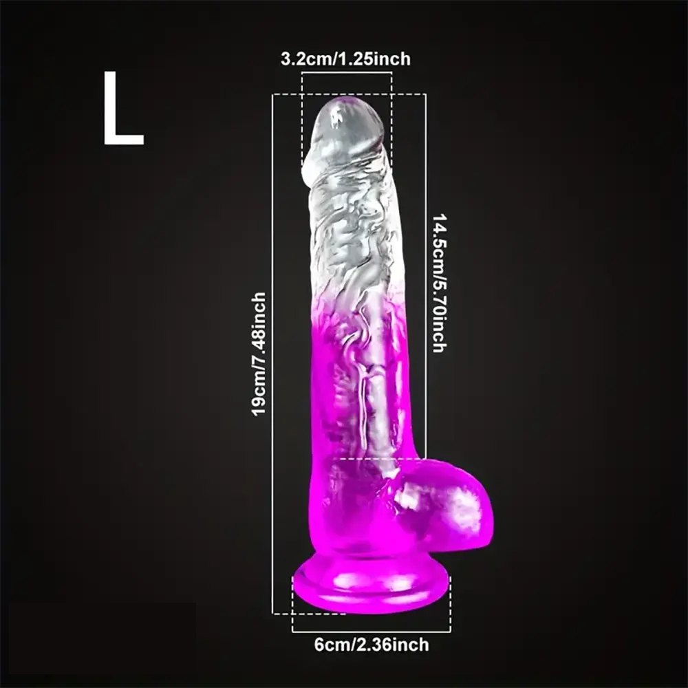 Pink colorful textured transparent suction cup dildo