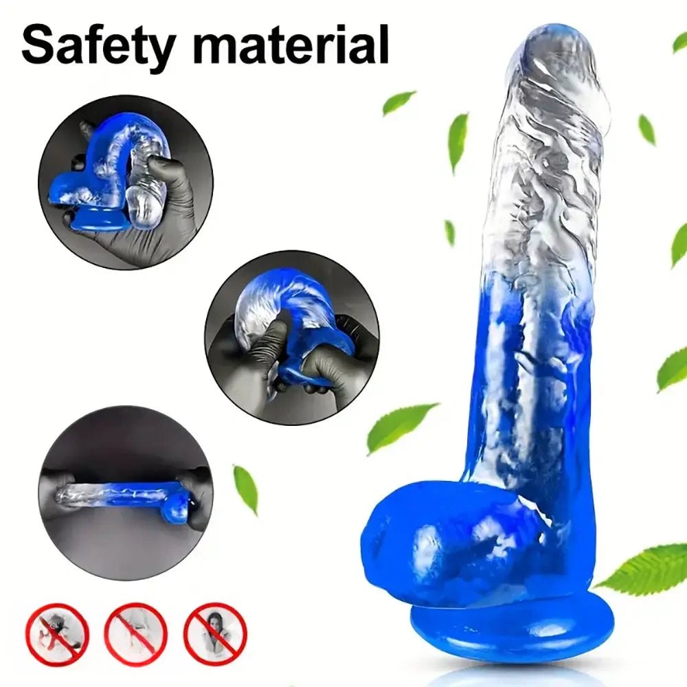 Colorful textured transparent suction cup dildo, photo 2
