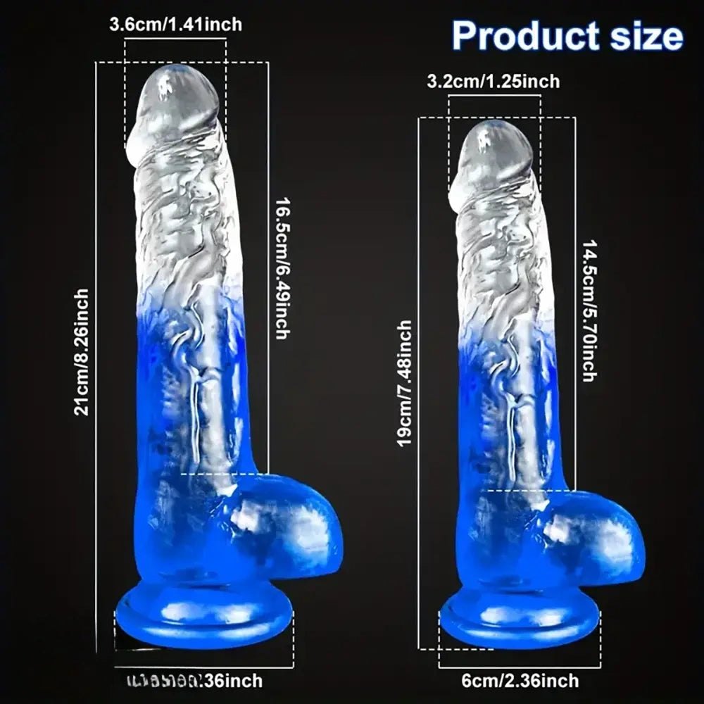 Colorful textured transparent suction cup dildo, photo 6