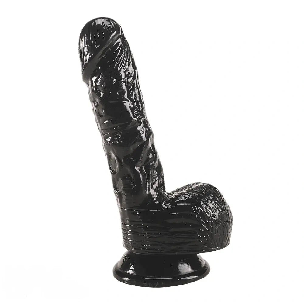 Black and flesh compact pvc suction cup dildo