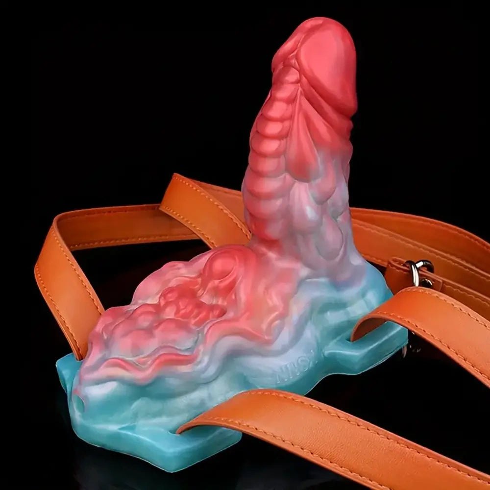 Colorful silicone strap-on dildo, photo 11