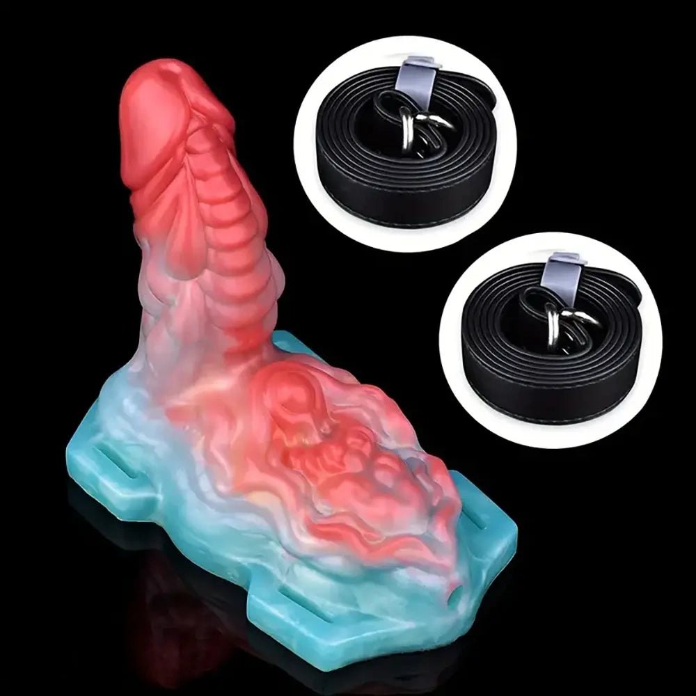 Colorful silicone strap-on dildo, photo 13