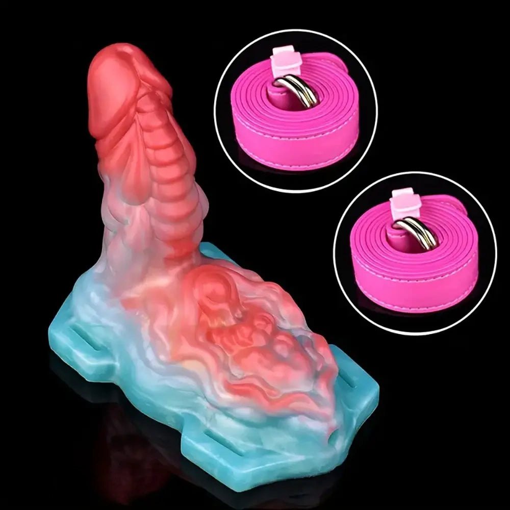 Colorful silicone strap-on dildo, photo 2